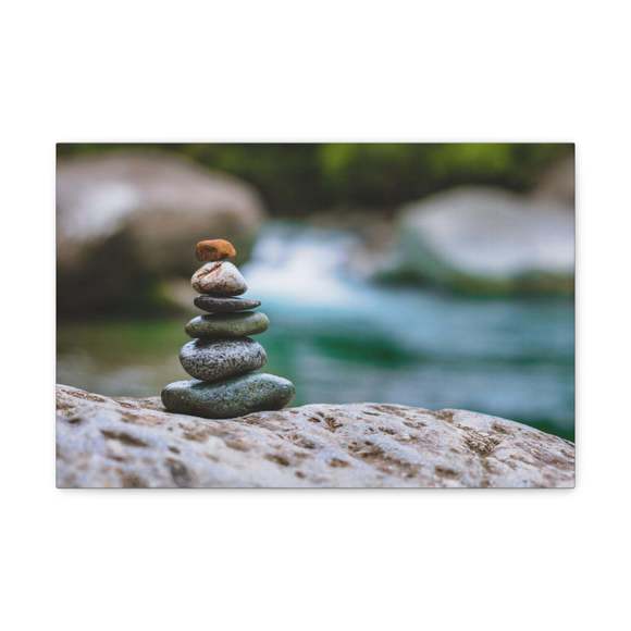 Rocks Stacked in Balance Forest Floral Nature Photography Canvas